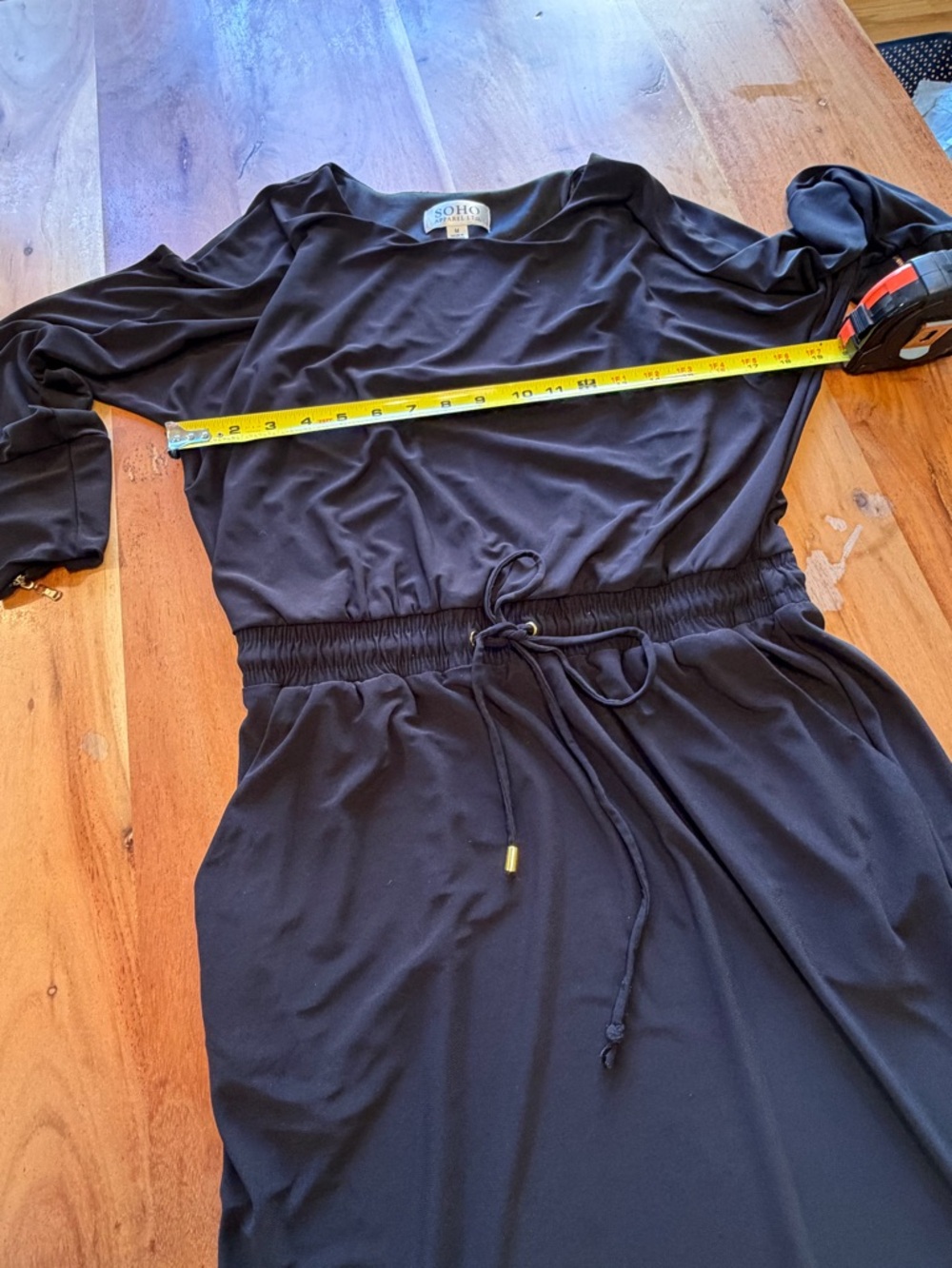 SOHO Apparel Classic Black Drawstring Waist Dress Pockets (GUC) - Picture 9 of 13